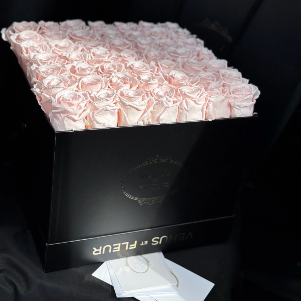 Pink Roses in Black Box